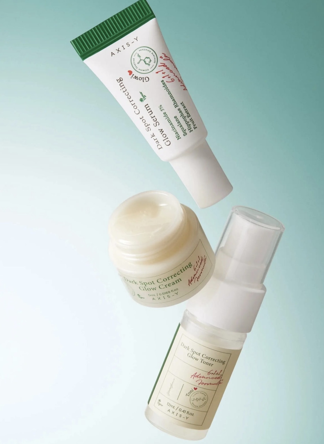 طقم العناية المصغّر لإشراقة البشرة وتفتيح البقع – mini glow trio skincare set